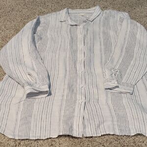Garnet Hill White and Blue Striped Top